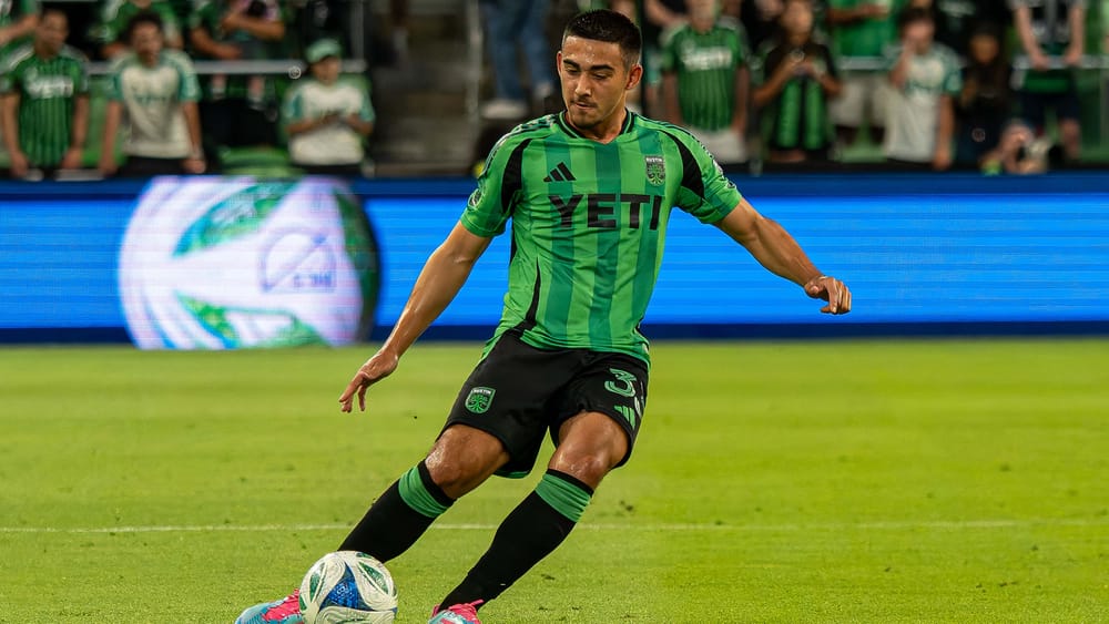 Austin FC's Owen Wolff kicking ball